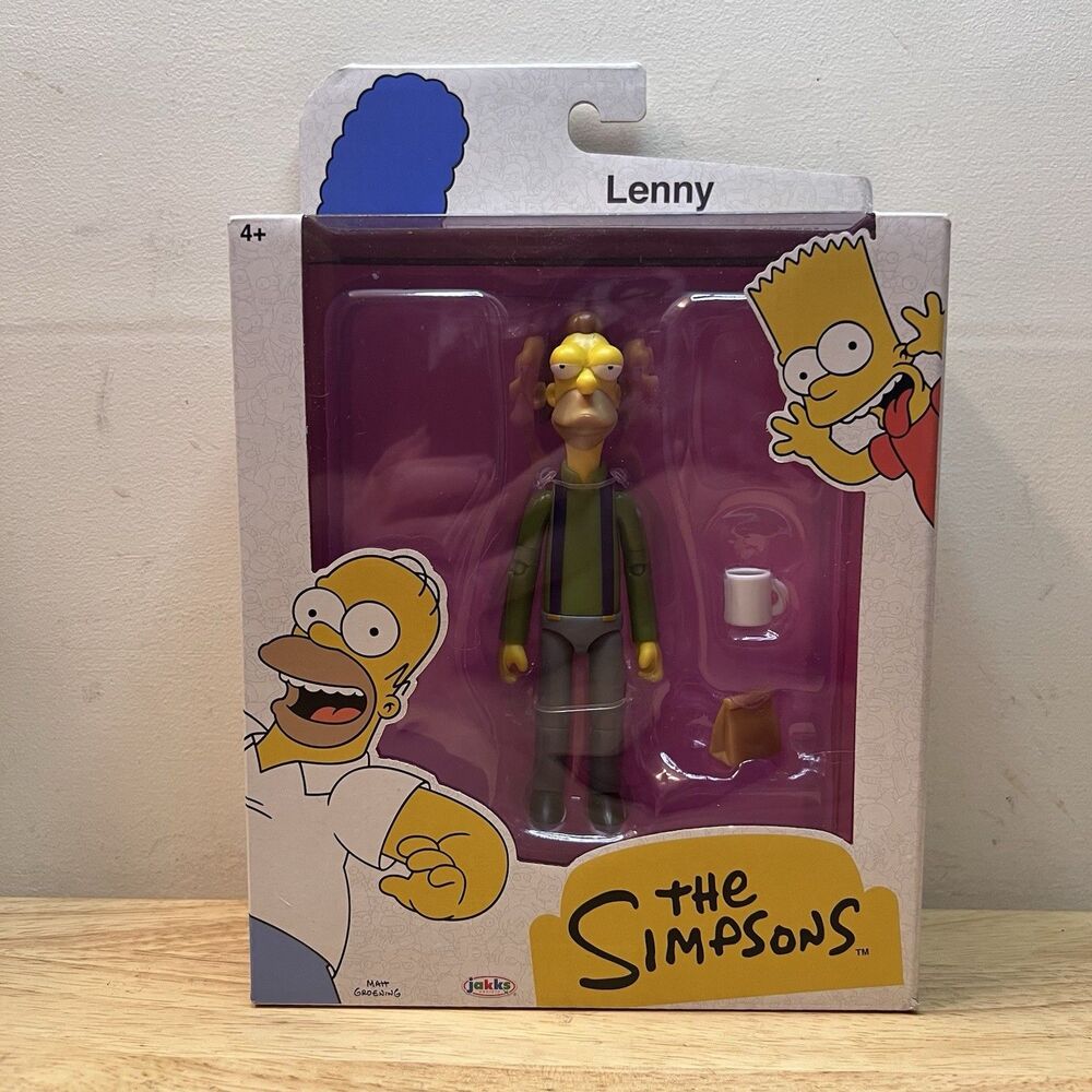 The Simpsons Lenny Leonard 5" Figure w/ Lunch Bag & Carl Mug New
